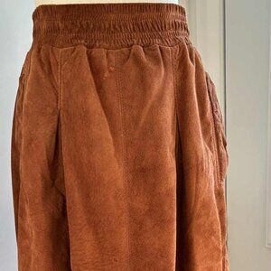Jessie Vintage Luxe 100% Suede Maxi Skirt – Brown Rust – Pockets – Boho - US 10